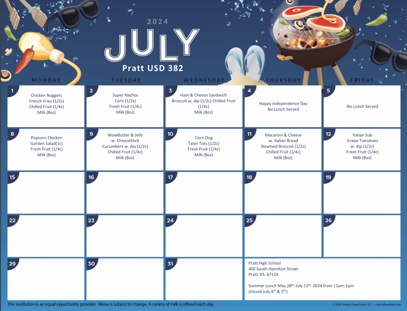2024 July Menu